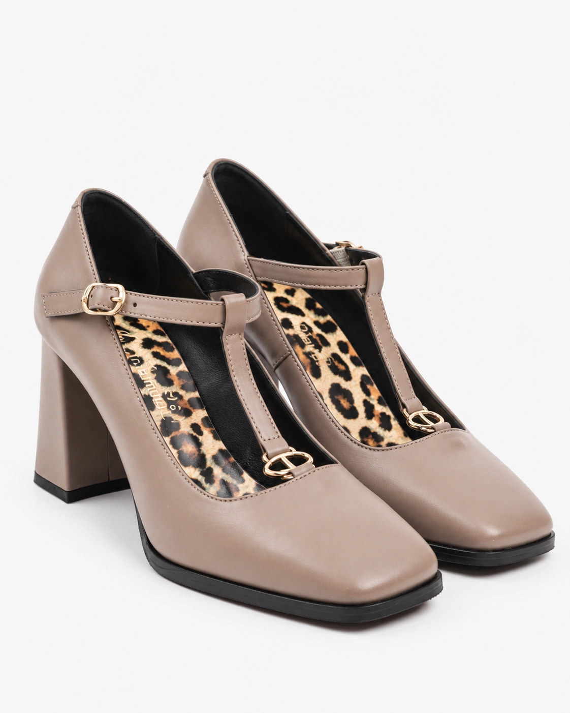 Pantofi bej cu baretă