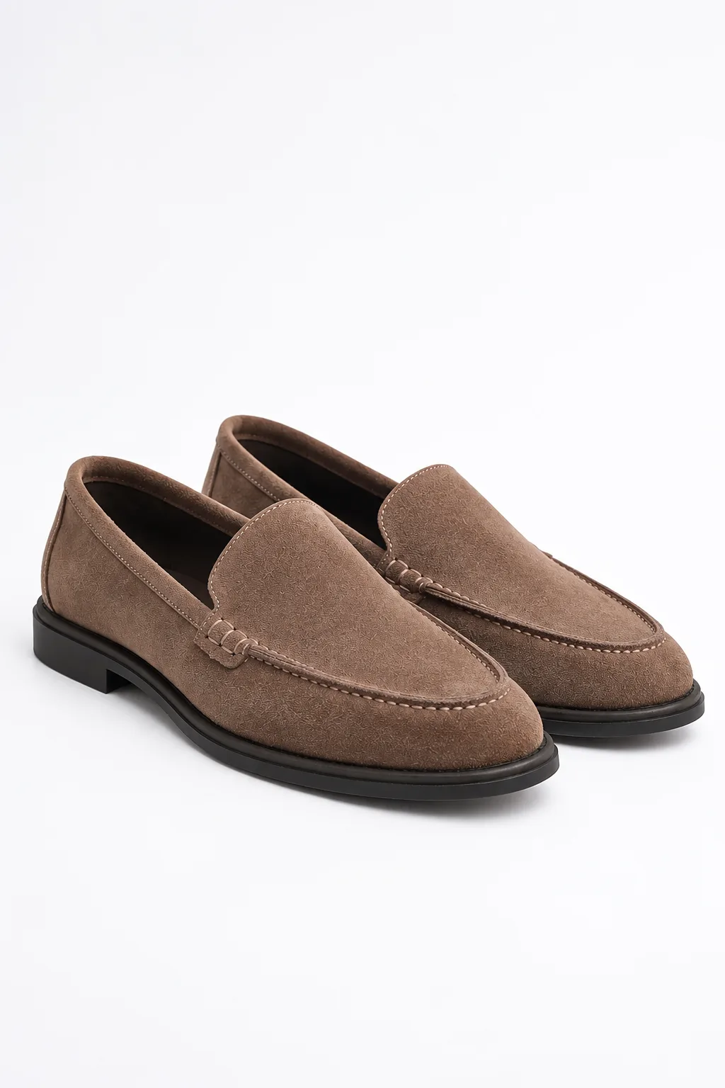 Loaferi taupe din piele întoarsă