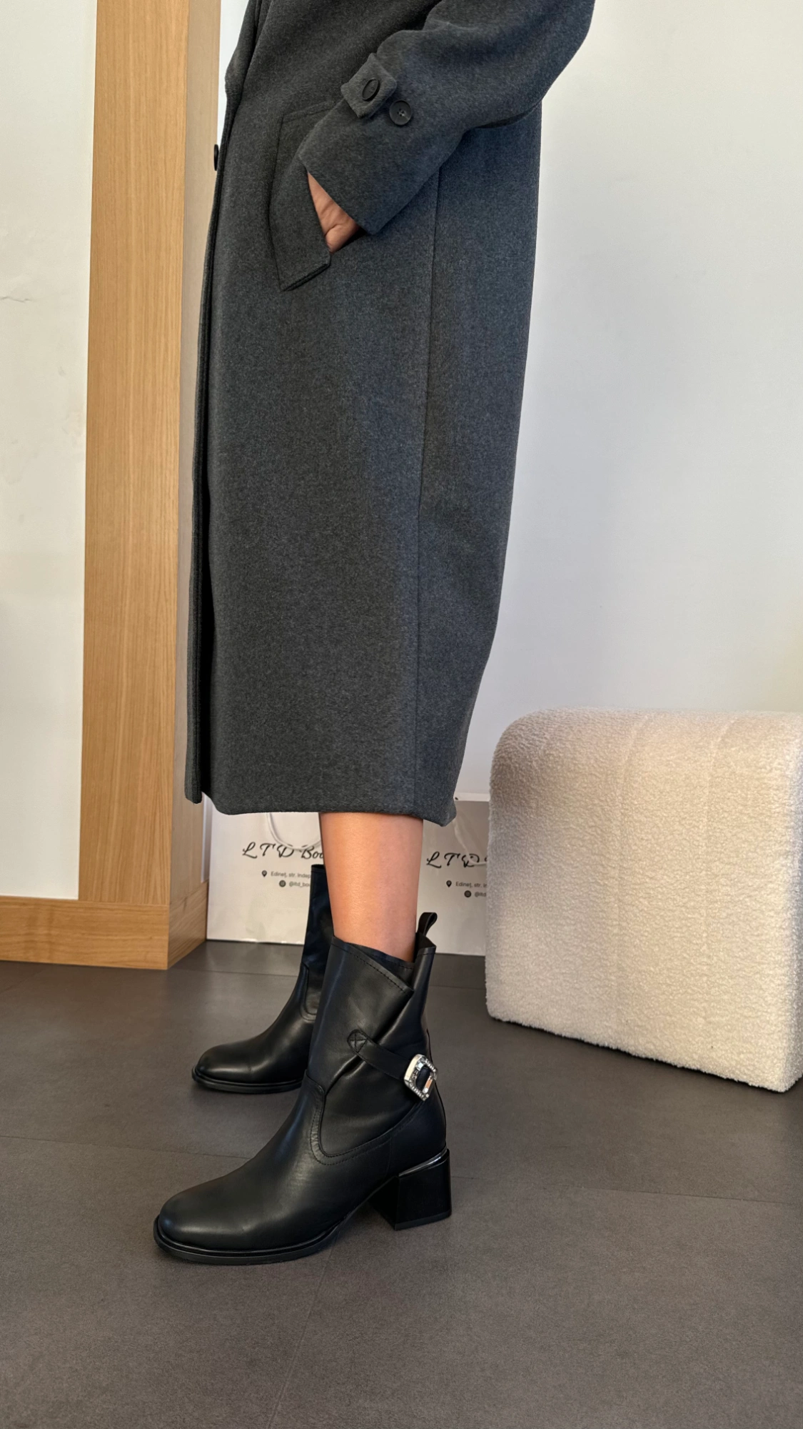 Botine de iarnă din piele cu cataramă — fotografia 5 din 5