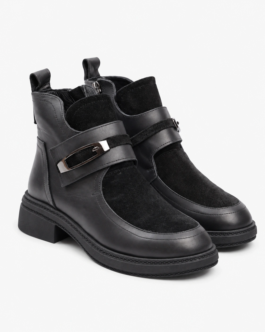 Botine negre de toamnă cu baretă