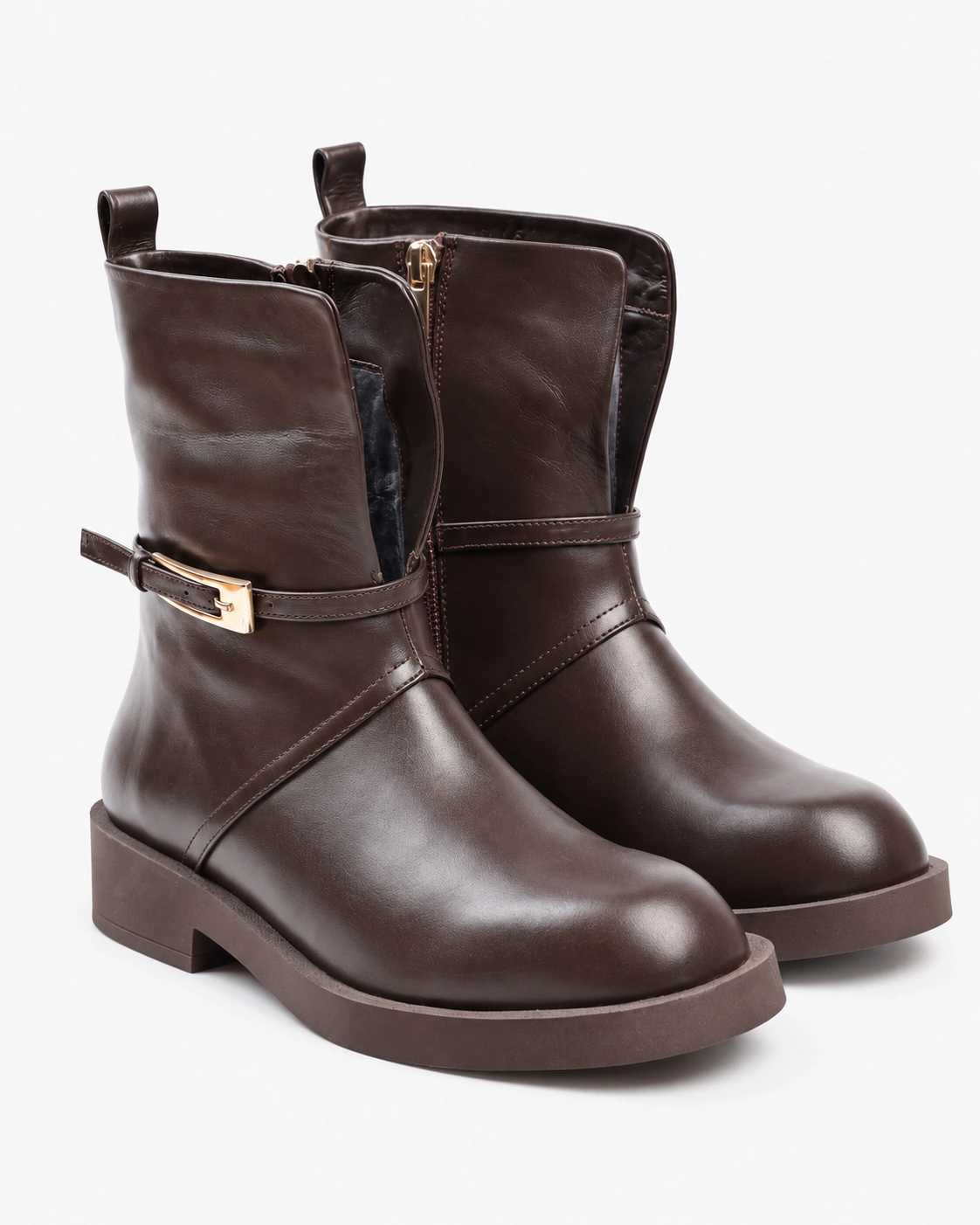 Botine maro cu accent auriu