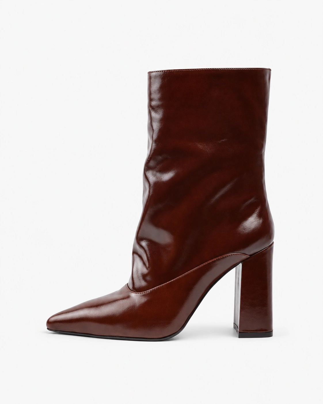 Botine maro din piele naturală laminată — fotografia 4 din 4
