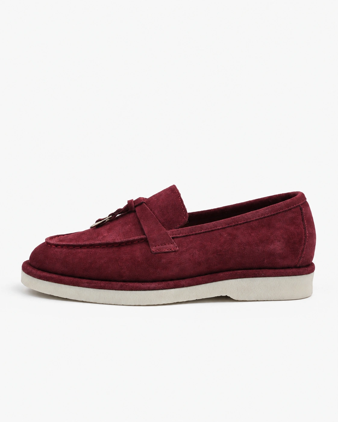 Loafers bordo din piele întoarsă naturală — fotografia 4 din 5