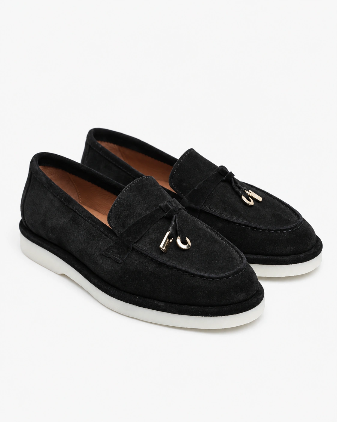 Loafers negri cu detalii aurii