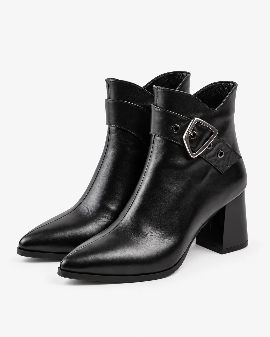 Botine cu cataramă argintie