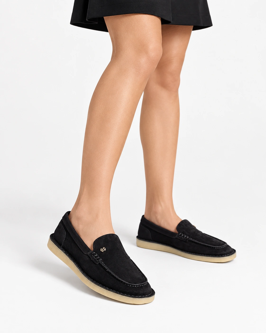 Loafers negri din piele întoarsă naturală — fotografia 2 din 5