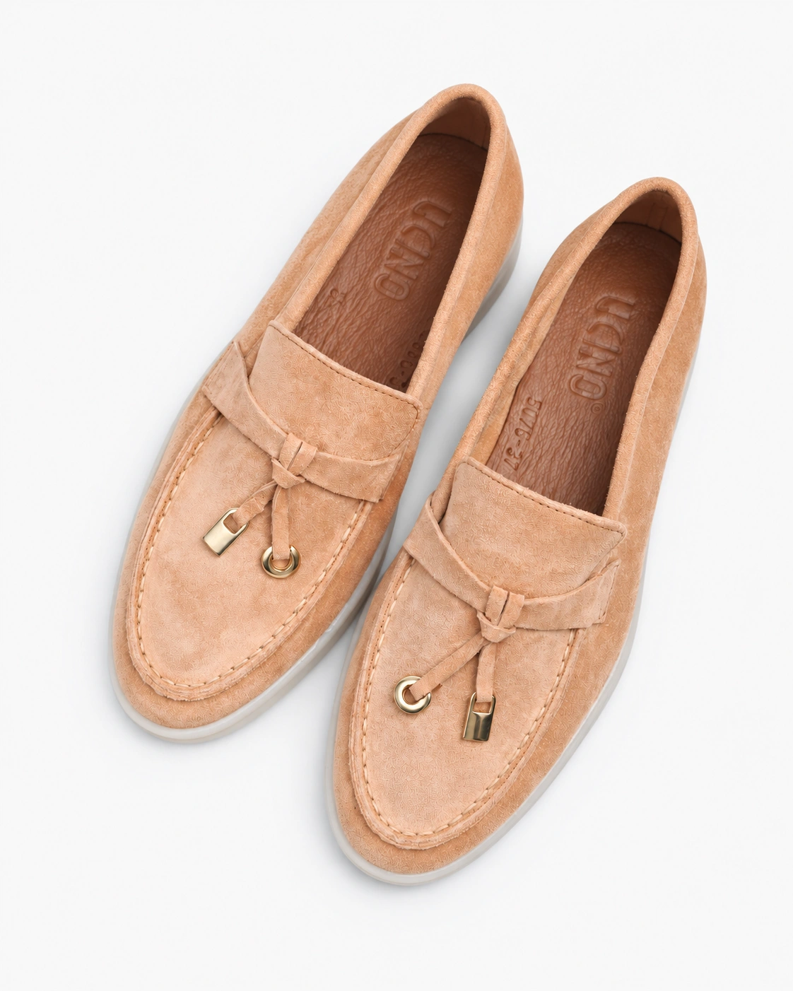 Loafers de culoarea piersicii cu detalii aurii — fotografia 4 din 4