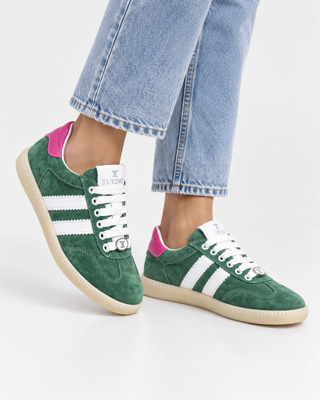 Adidași verzi din piele naturală întoarsă — fotografia 2 din 5