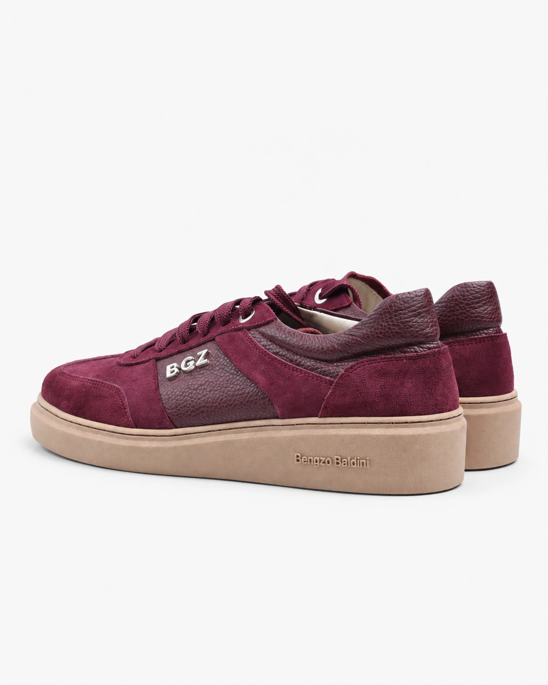 Adidași bordo din piele naturală întoarsă — fotografia 3 din 5