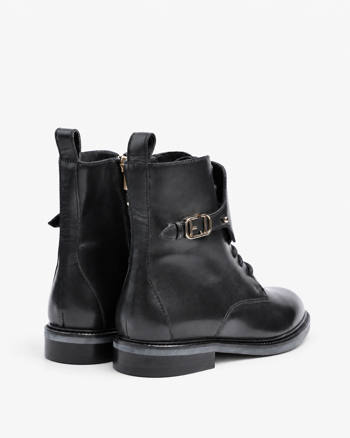 Botine negre cu cataramă aurie — fotografia 4 din 5
