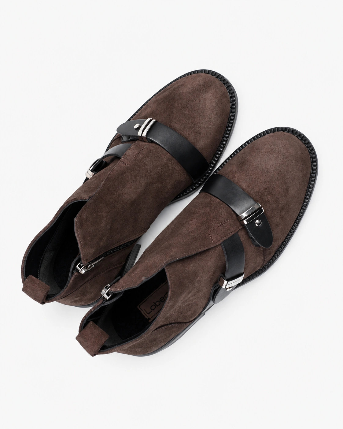 Botine din piele întoarsă cu barete — fotografia 4 din 5