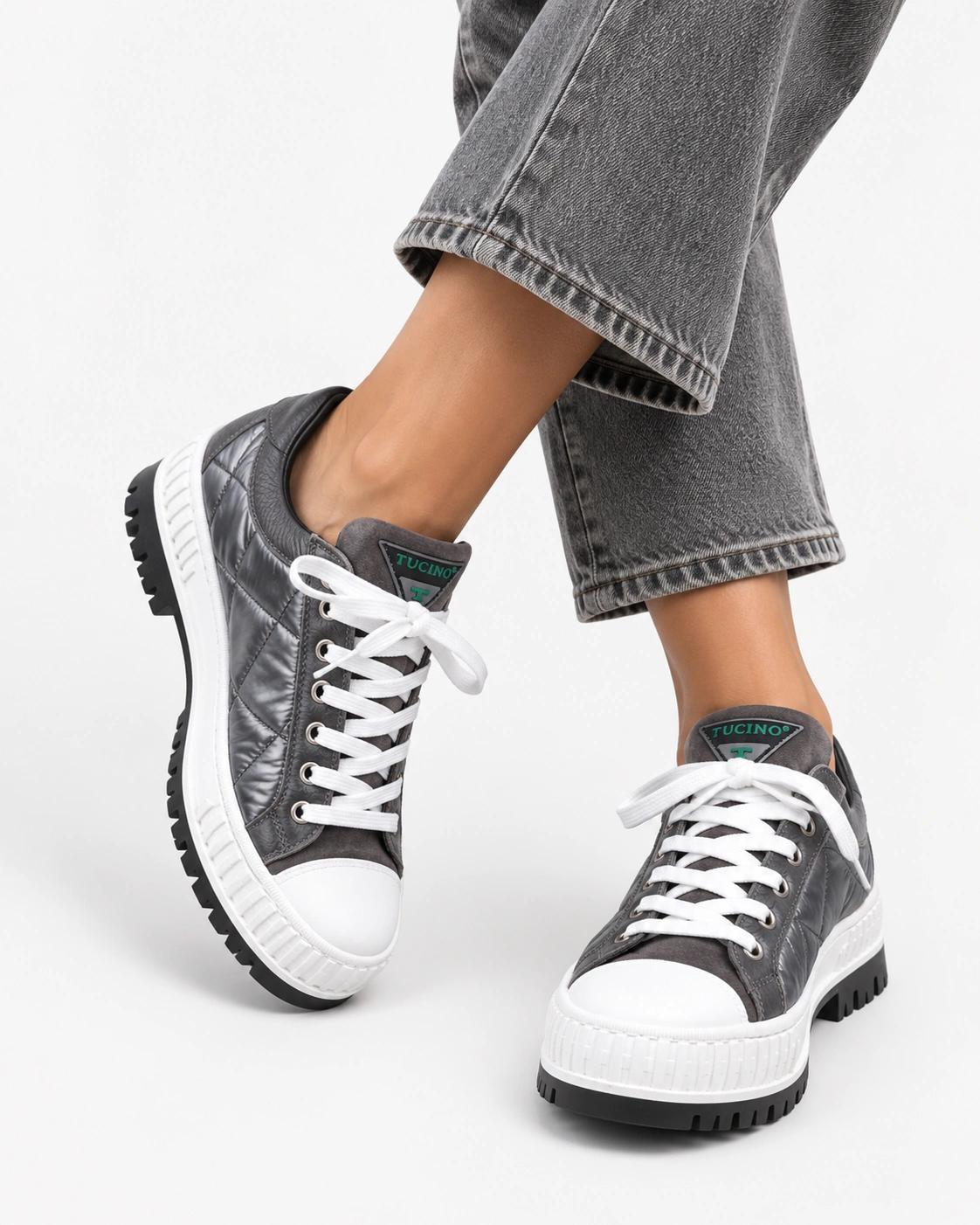 Adidași din materiale combinate cu platformă — fotografia 5 din 5