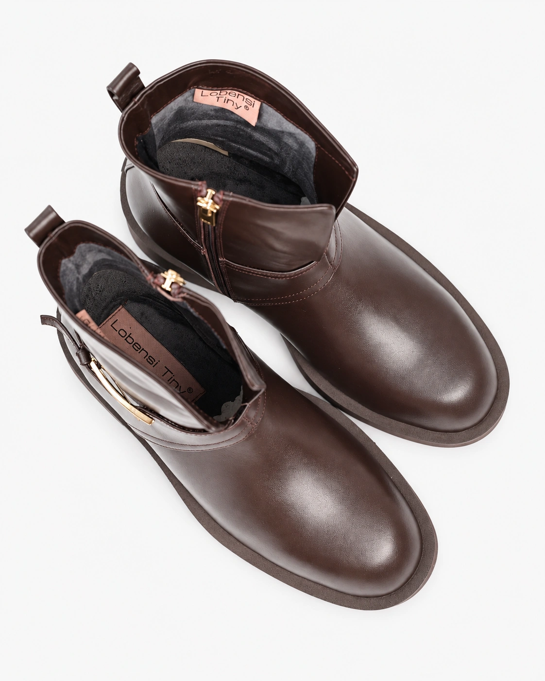 Botine maro cu accent auriu — fotografia 5 din 5