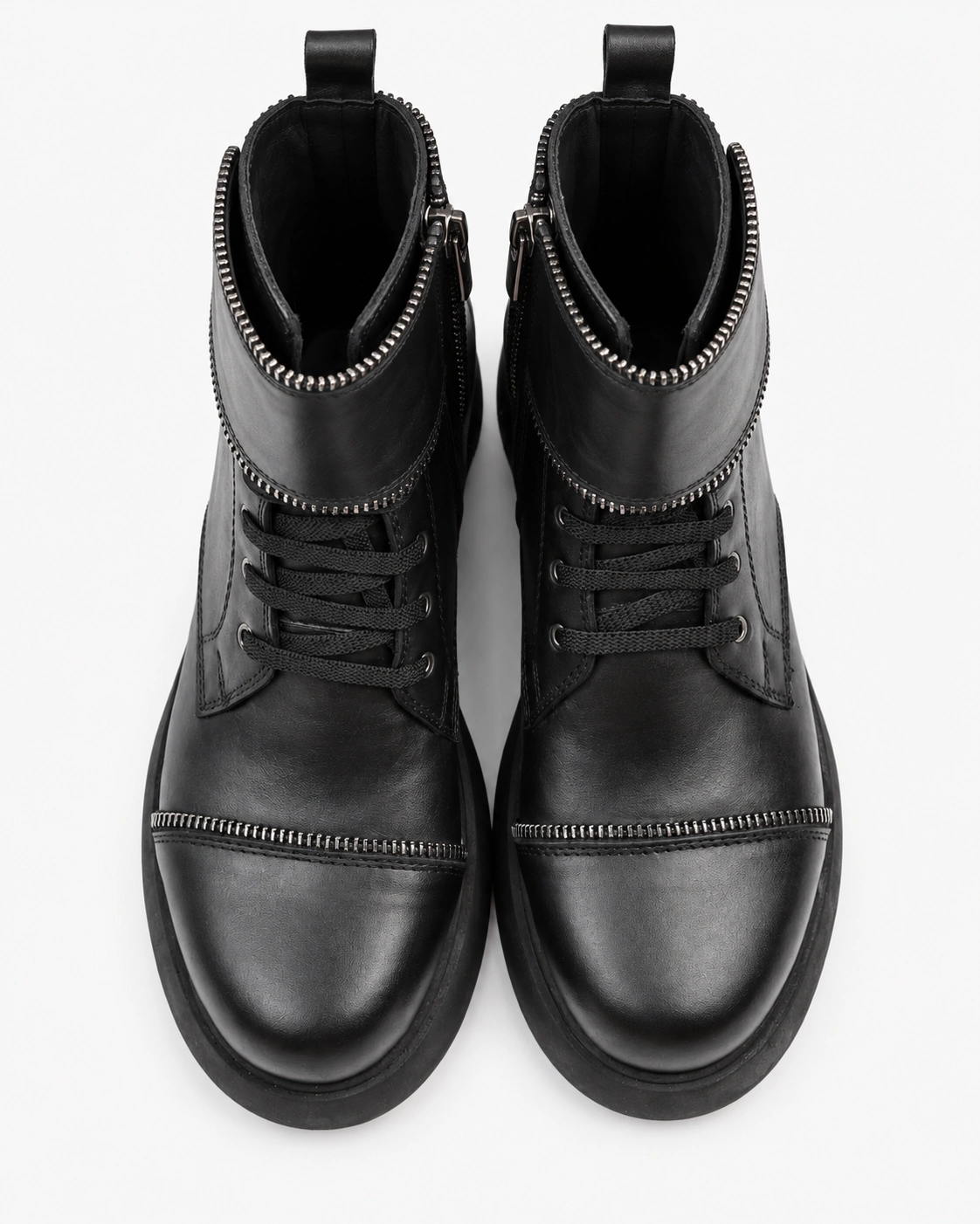 Botine negre cu fermoare decorative — fotografia 4 din 4
