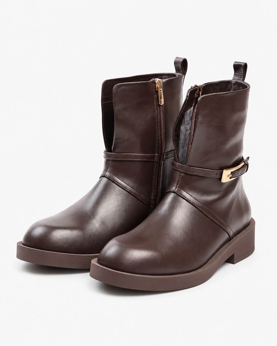 Botine maro cu accent auriu — fotografia 3 din 5