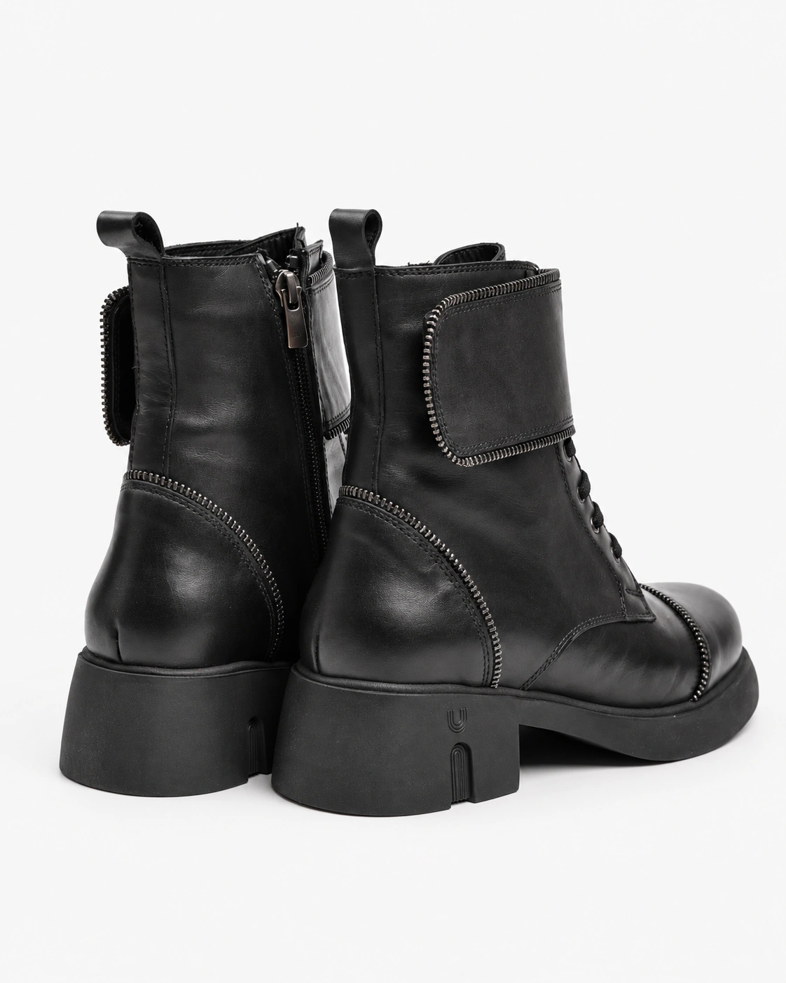 Botine negre cu fermoare decorative — fotografia 3 din 4