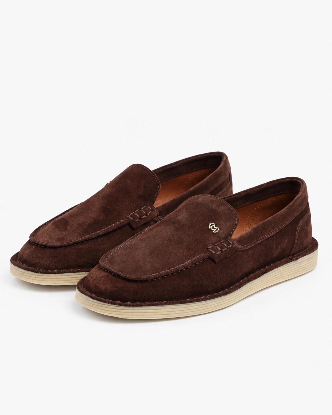 Loafers maro din piele întoarsă naturală