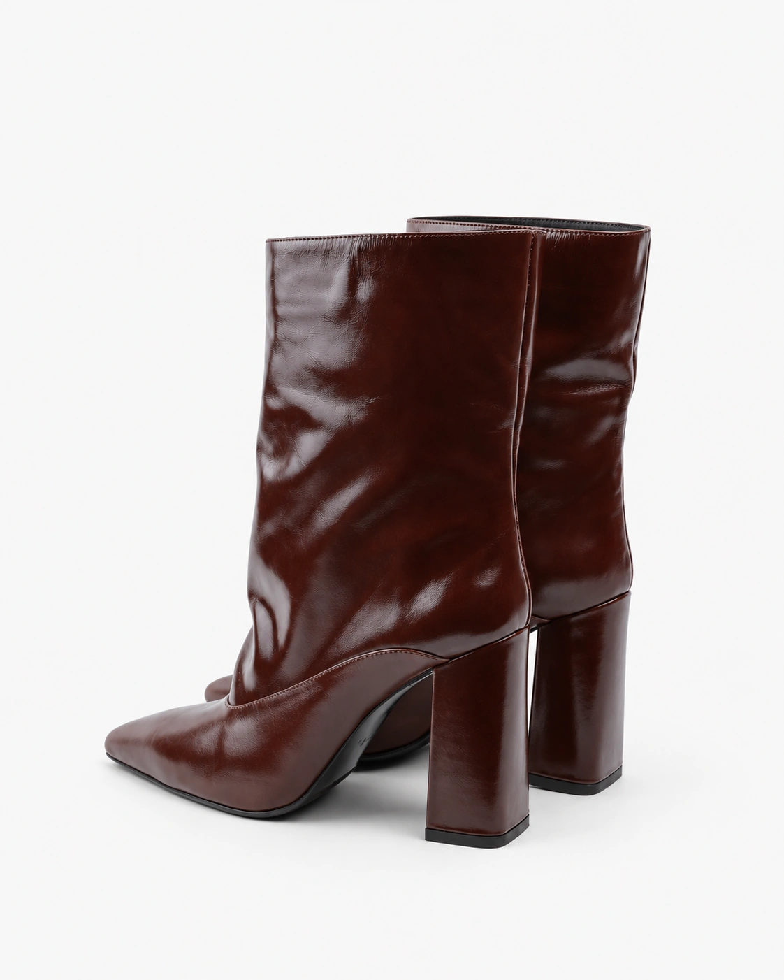 Botine maro din piele naturală laminată — fotografia 3 din 4