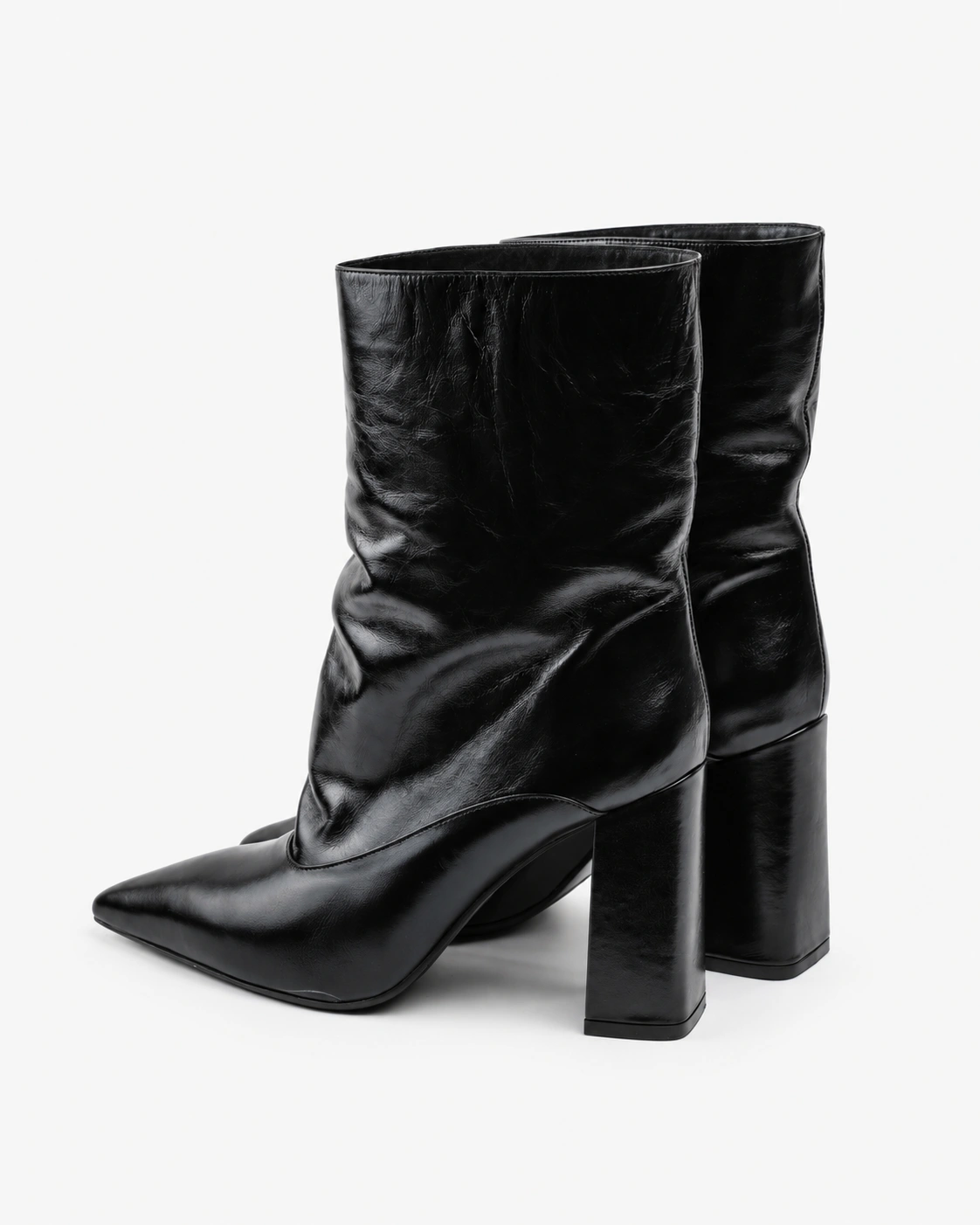 Botine negre din piele naturală laminată — fotografia 3 din 4
