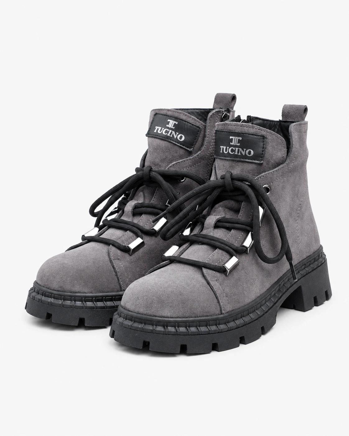 Botine gri cu talpă groasă