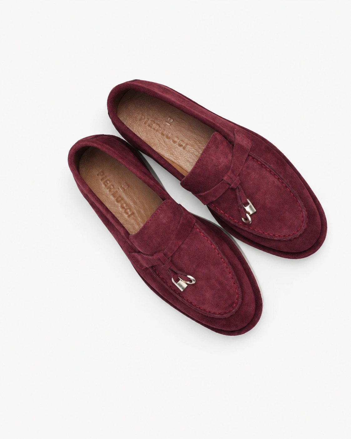 Loafers bordo din piele întoarsă naturală — fotografia 3 din 5