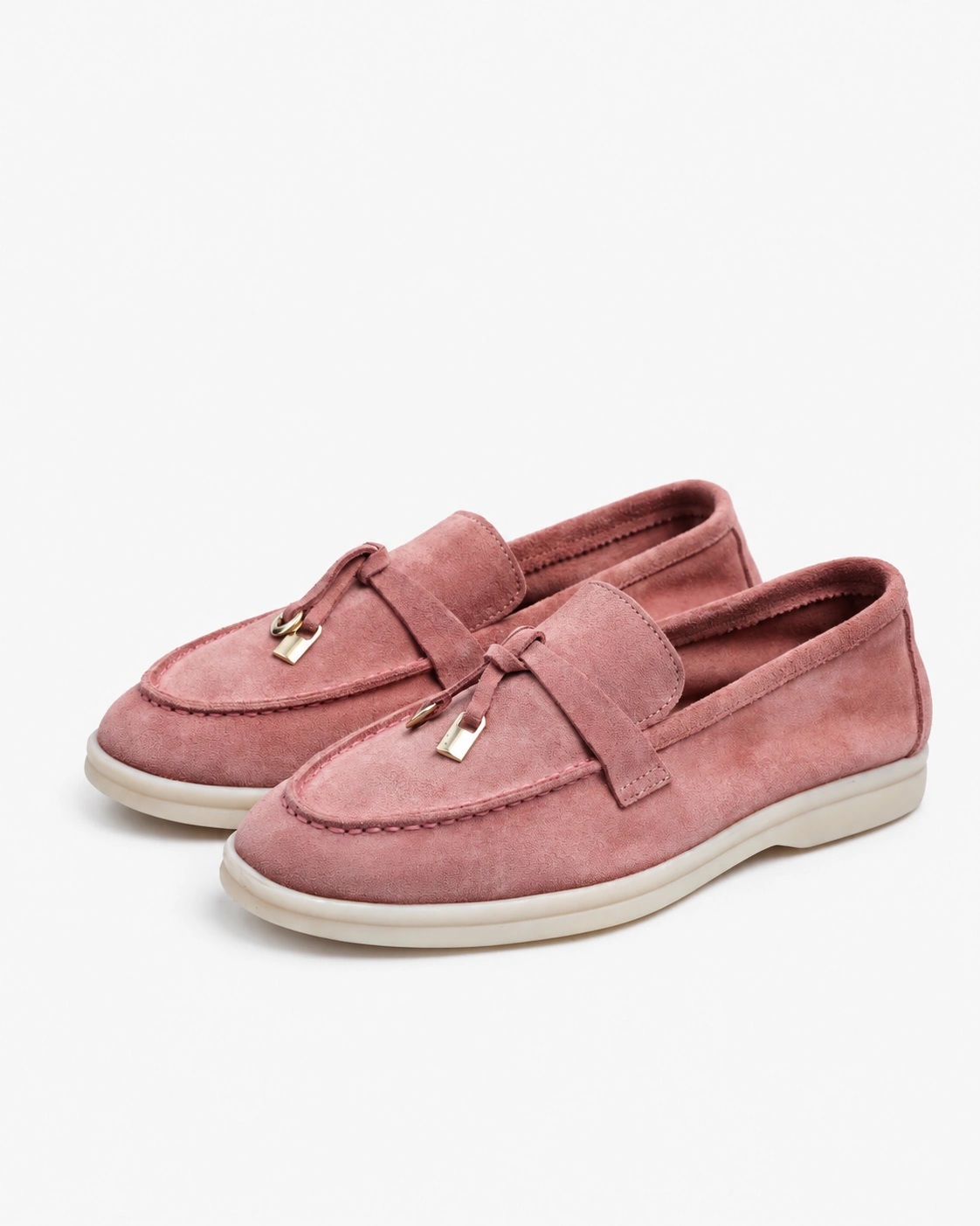 Loafers roz din piele întoarsă