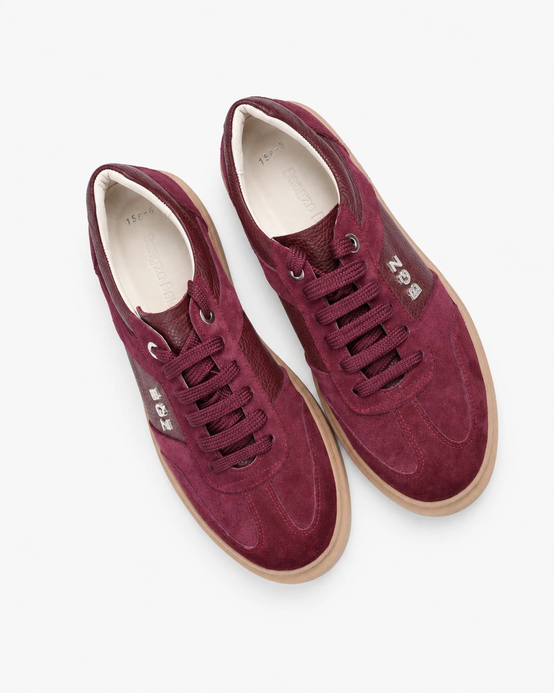 Adidași bordo din piele naturală întoarsă — fotografia 4 din 5