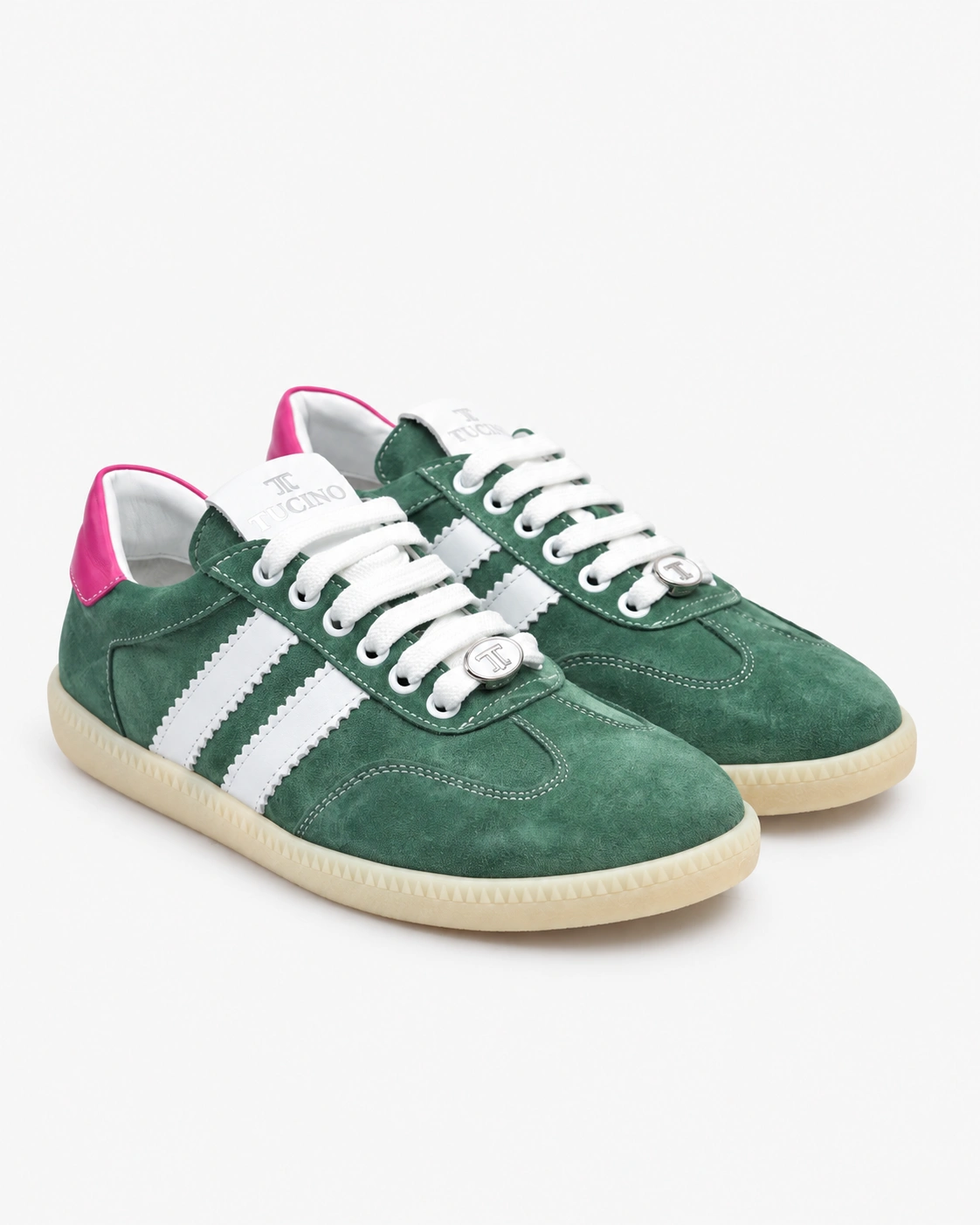 Adidași verzi din piele naturală întoarsă